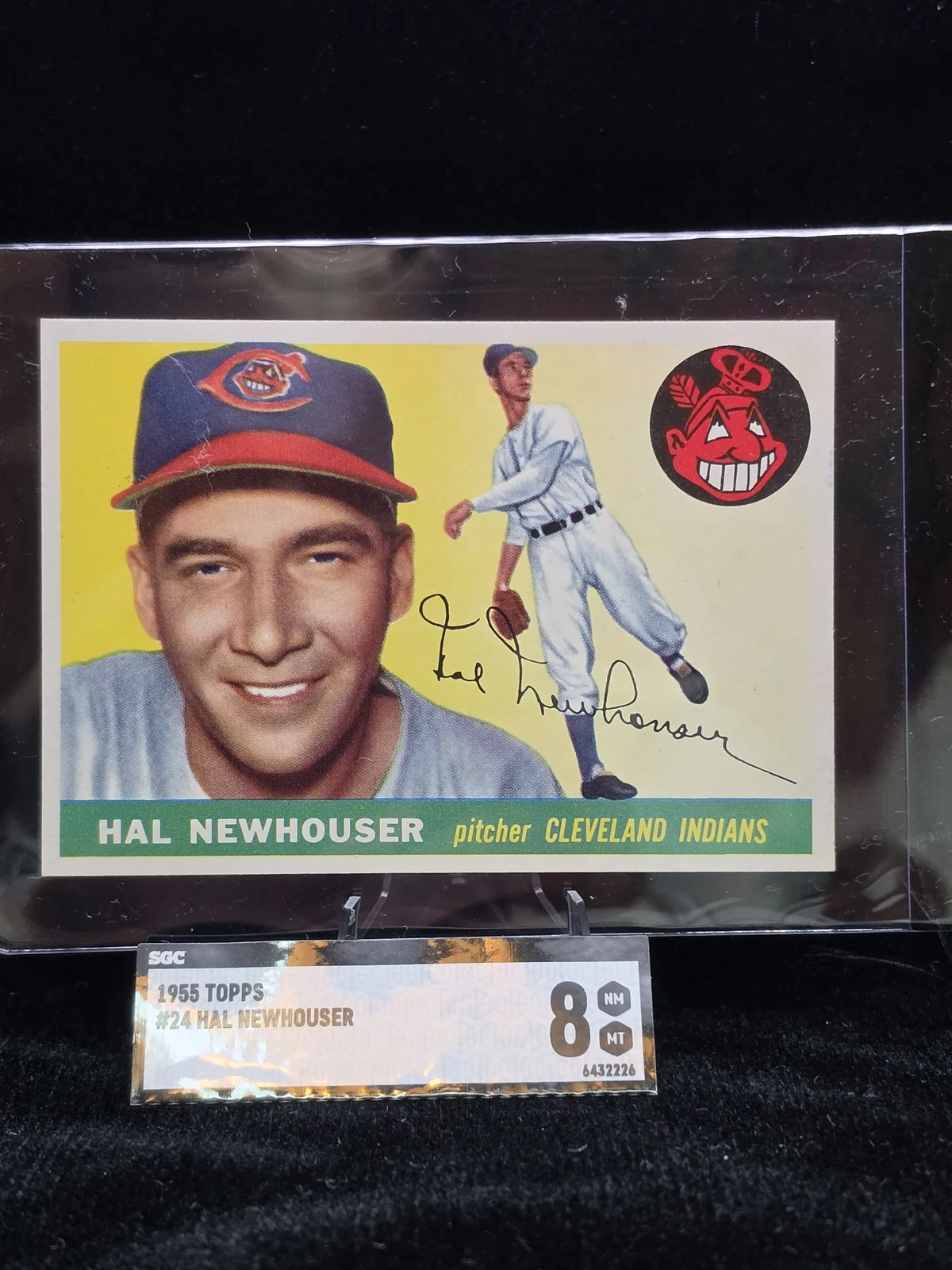 Original Hal Newhouser 1955 Topps card presentation photograph